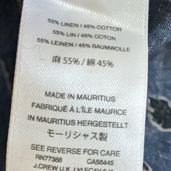 J. Crew Classic Button Up Shirt Retro Camp Collar Geometric Ikat Linen Cotton - Picture 5 of 5